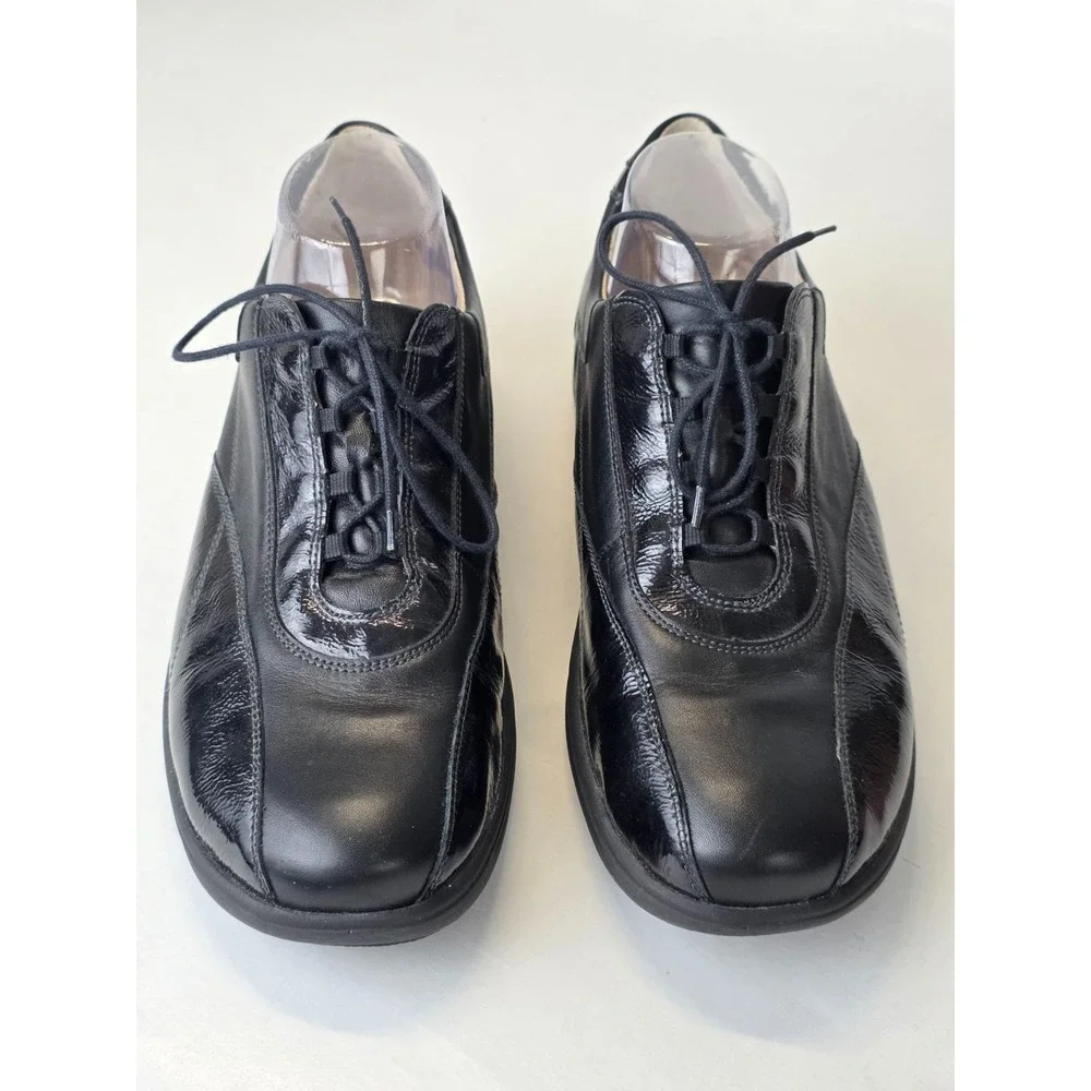Waldlaufer Men's Sneakers Size 7.5 Black‎ Leather Oxford Walking Classic Shoes